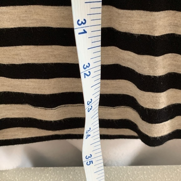 Calvin Klein Tan/Black Striped V-Neck 3/4 Sleeves  T-Shirt Dress. Size 6 - Picture 9 of 9